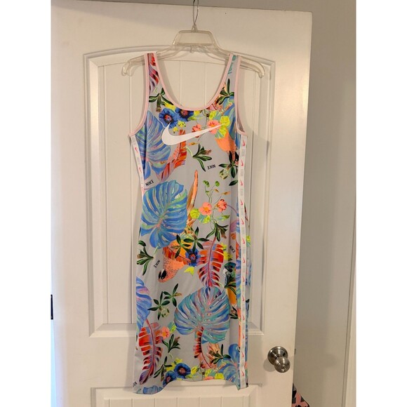 nike ISO Hyper Femme Floral Midi Dress Pink Medium - Picture 1 of 3